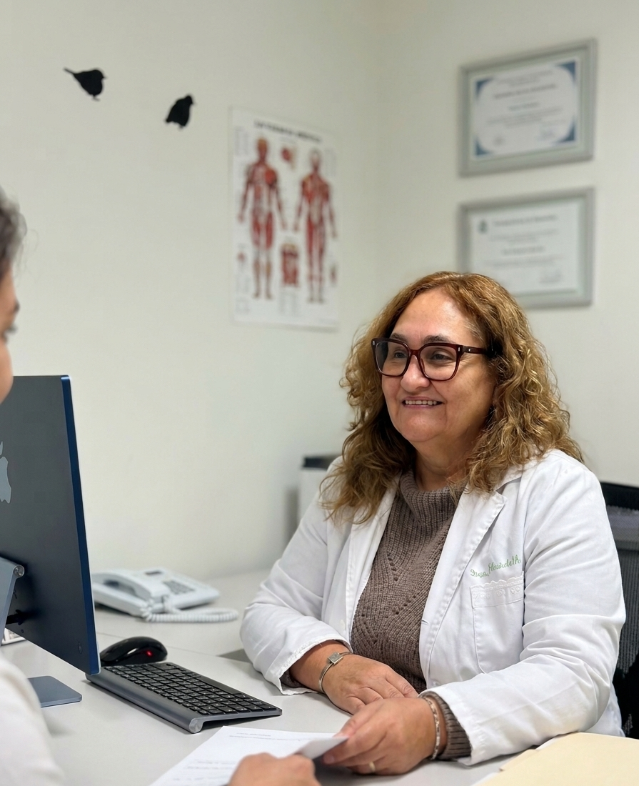 Elisabeb Gaínza, médica general cubana residente en Sevilla, en su consulta